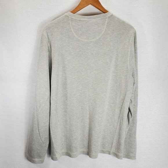 Orvis Classic Collection Shirt Mens M Cream/Gray Stripe Pullover Longsleeve Soft - Picture 5 of 9